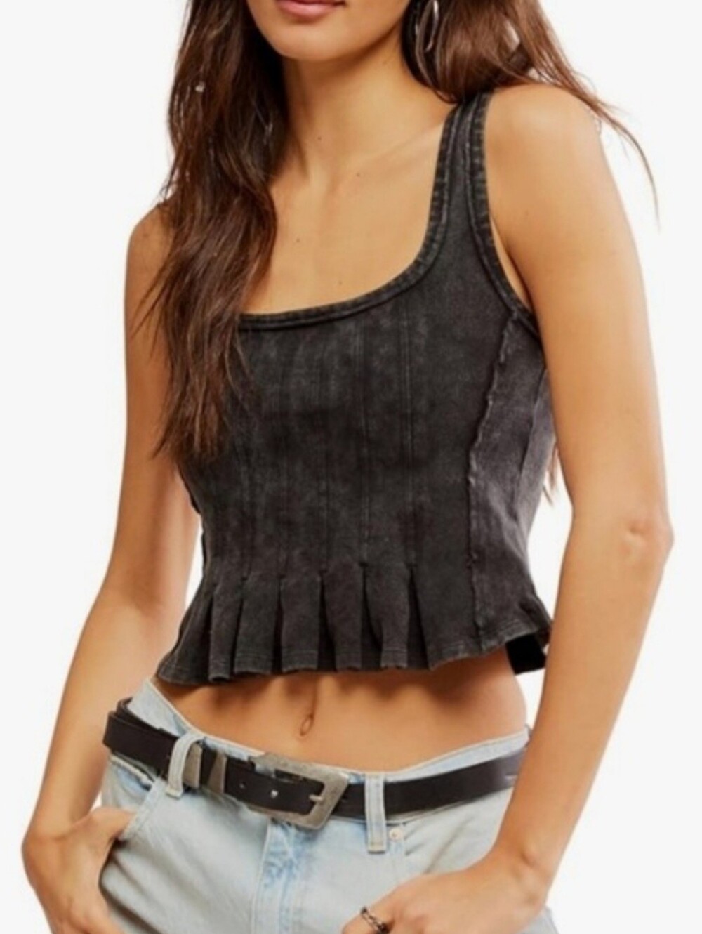Free People We the Free Black Washed Roller Tank